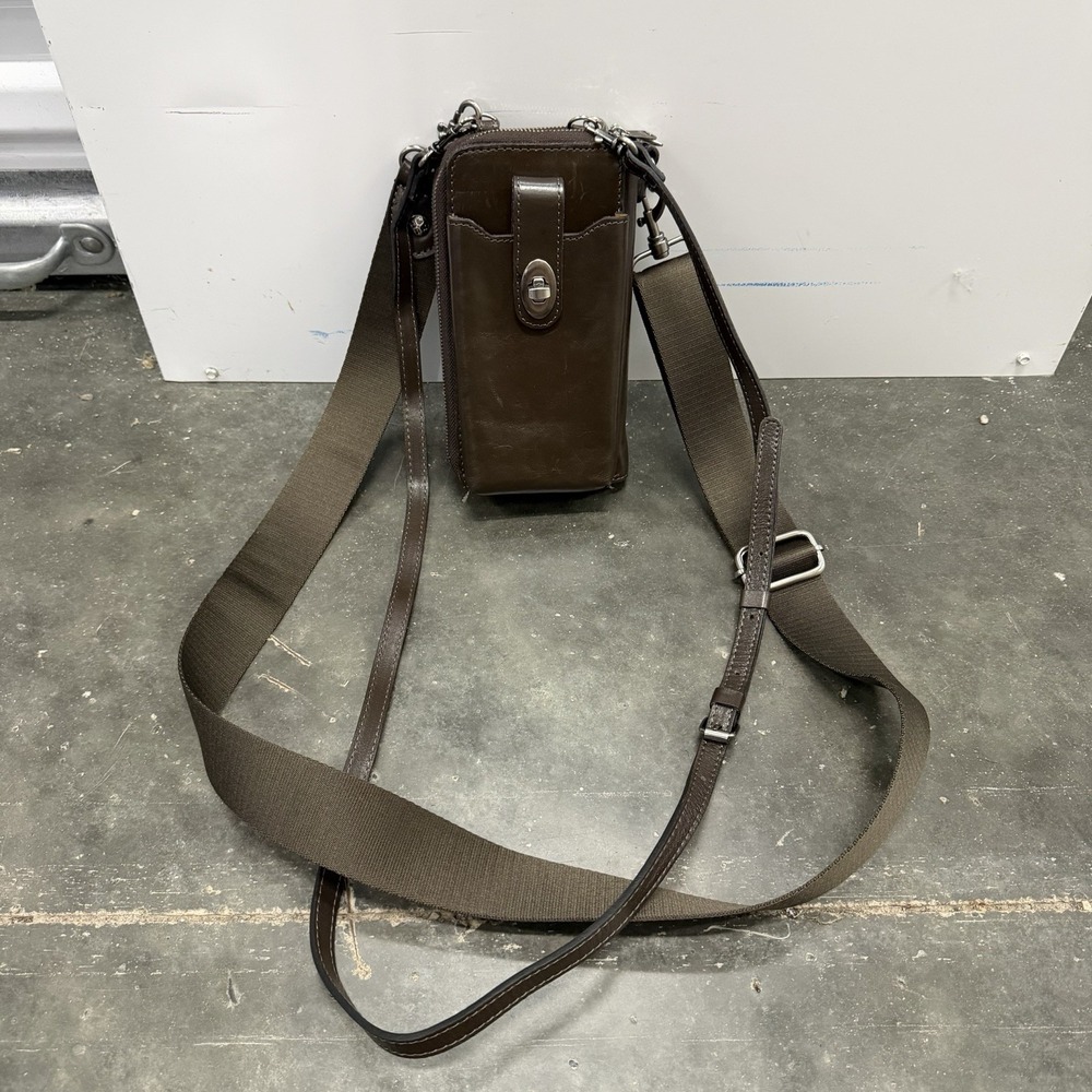 Patricia Nash Amalia Leather Phone Crossbody Brown Taupe Leather